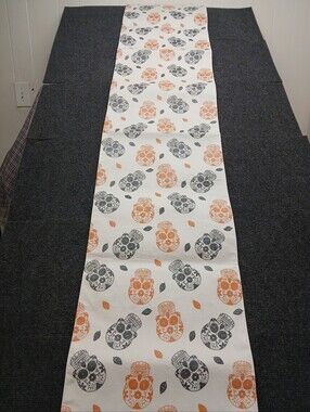 Spellbound Day of the Dead Skull Table Runner in Orange & Gray 72"×15"